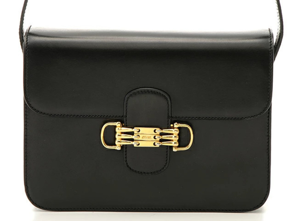 Celine Shoulder Bag Horsebit Black Calf SJ